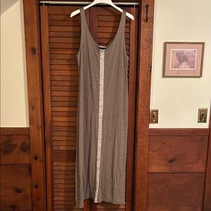 Cynthia Rowley Taupe Linen Tank Dress with Cream Trim
